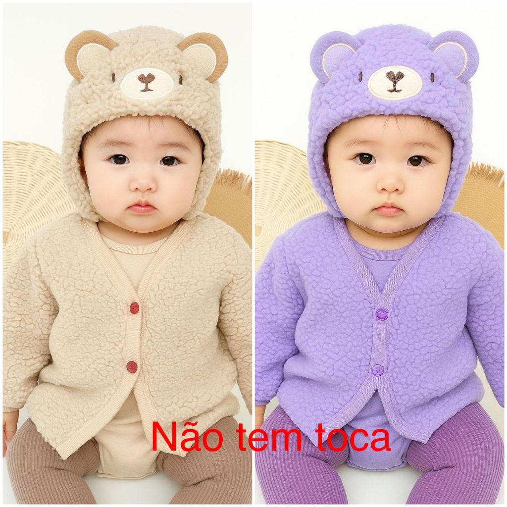Jaqueta Inverno Pelucia Bebê Infantil Menina Menino Unissex Linda Confortável