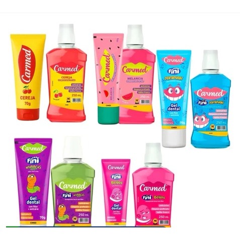 Kit carmed gel dental + enxuagante bucal fini
