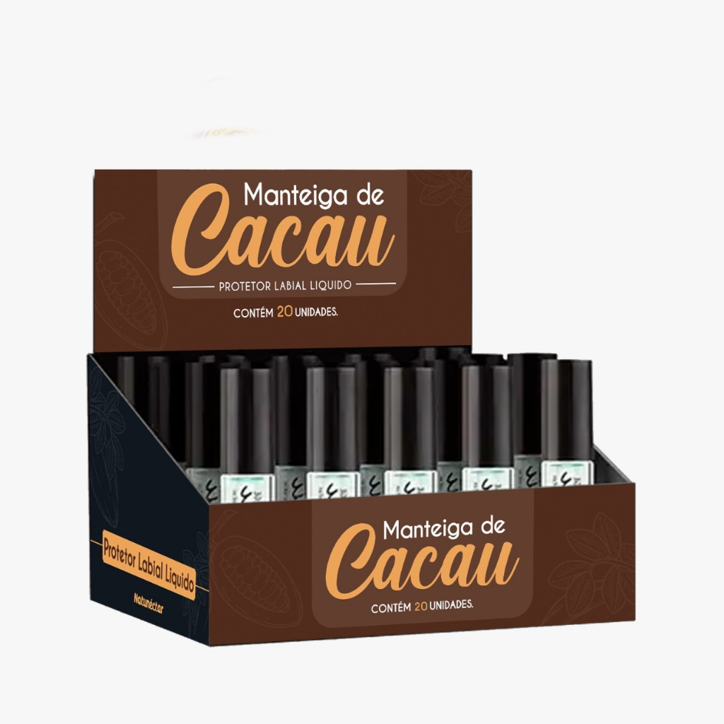 Manteiga De Cacau Protetor Labial Display 20 UN Roll-ON  – Natunéctar