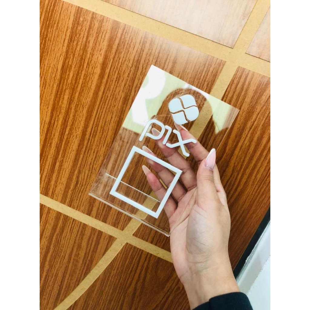 Totem de mesa PIX/QR Code em Acrílico Placa para Balcão