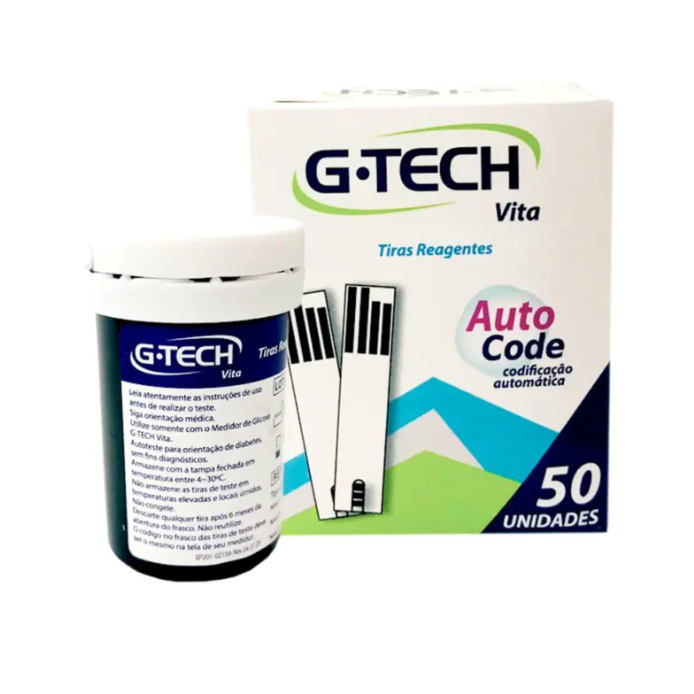 Tiras de Medição de Glicose Reagentes G-Tech Vit