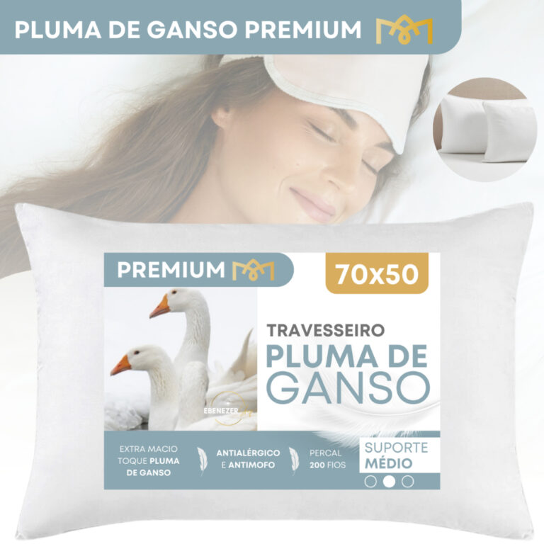 Travesseiro Pluma De Ganso Antialérgico Fibra Sin