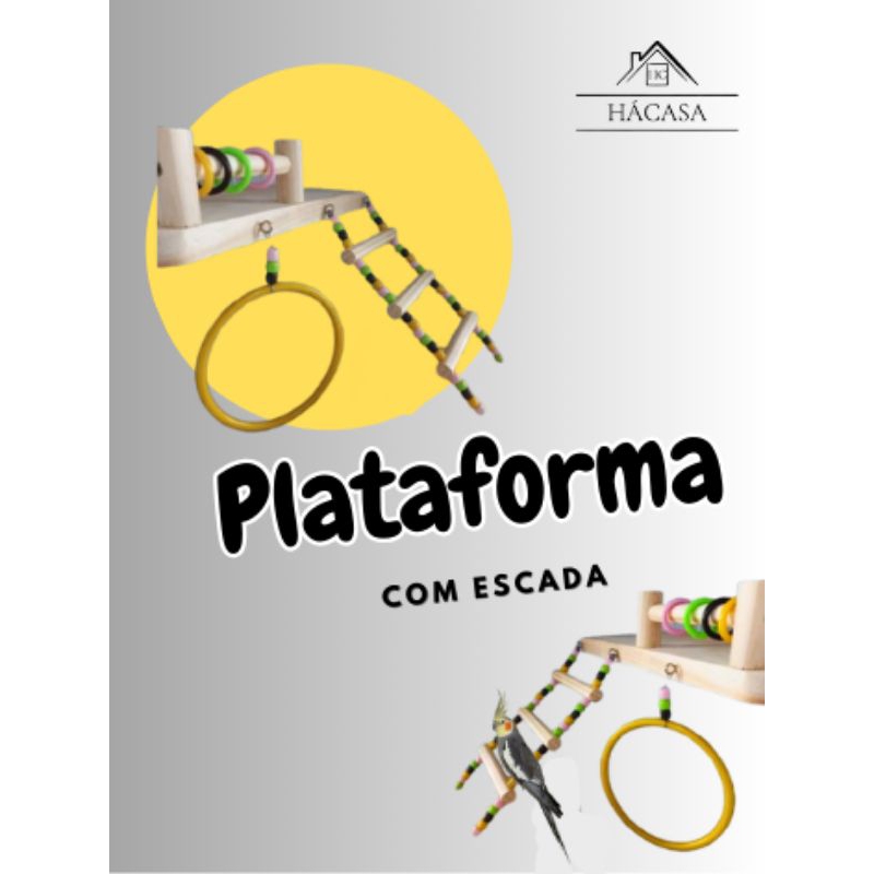 Plataforma com brinquedo para pássaros