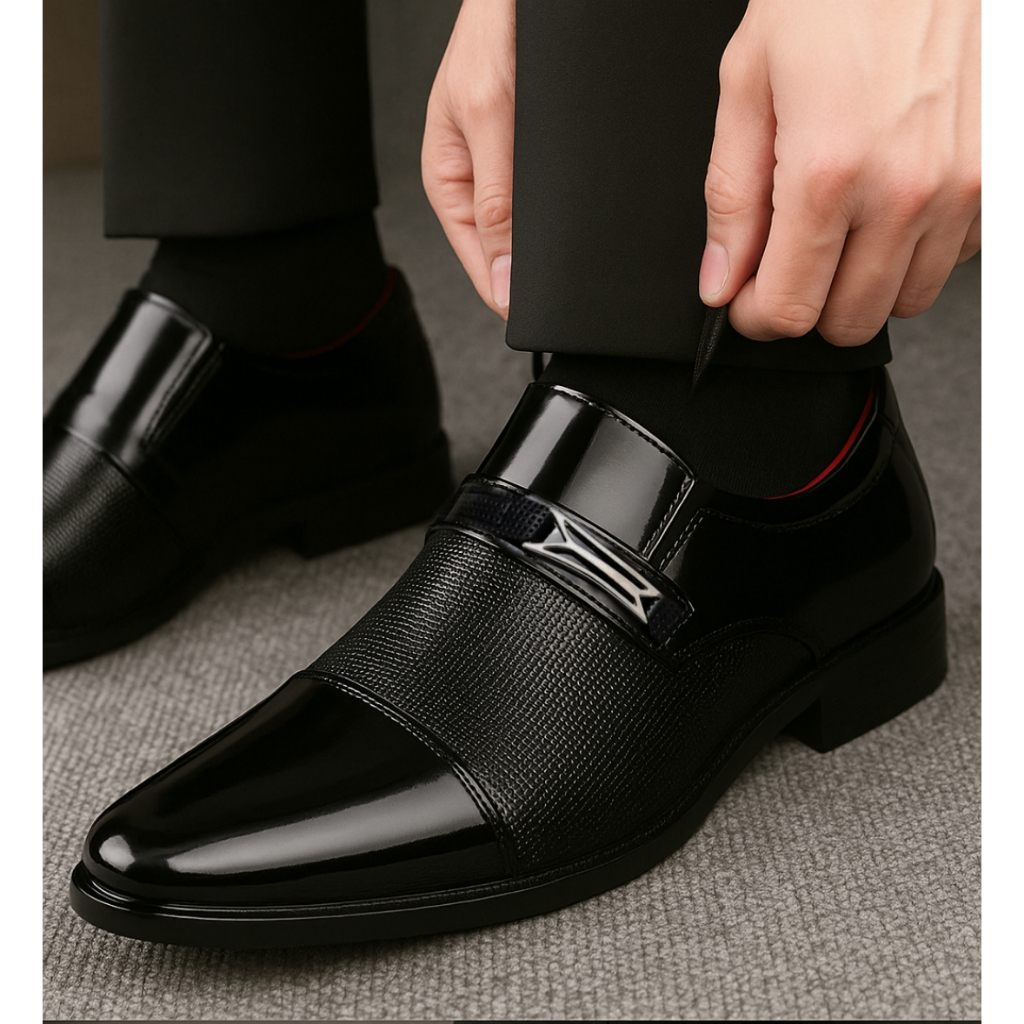 Sapato Social em Verniz com Fivela Linha Confort  Design Sofisticado Acabamento Brilhante