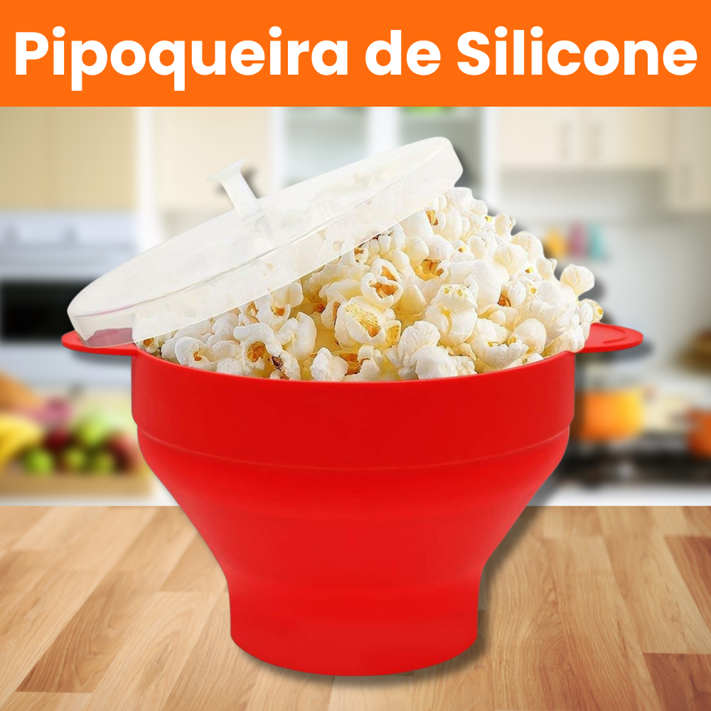 Pipoqueira de Silicone Balde com Tampa Para Micro ondas Pipoca Sem Óleo Saudável Livre de BPA