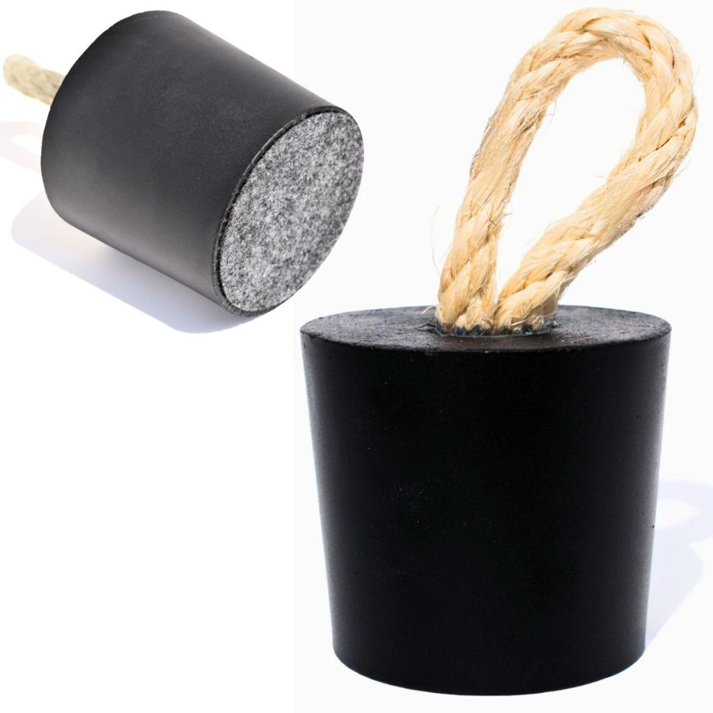 Peso de Porta Decorativo Concreto Preto Redondo 1,3Kg Aleta Artesanal Alça Sisal Base Anti Risco