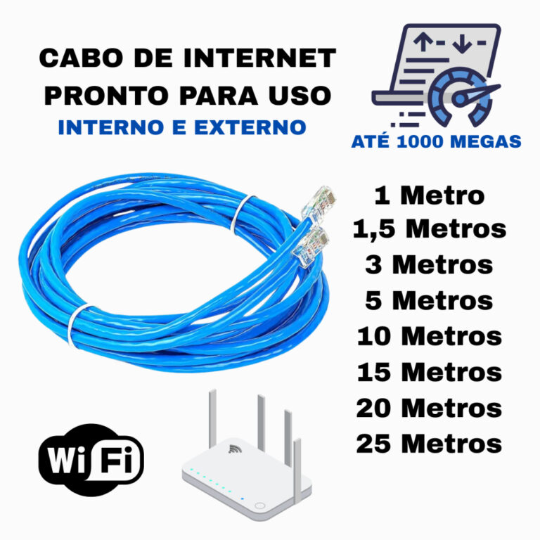 Cabo De Rede Azul RJ45 CAT5 Pc Notebook Roteador S