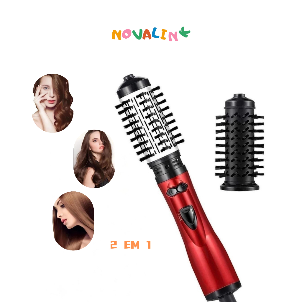 Escova Rotativa Elétrica 2 em 1 Secadora de cabelo Professinal