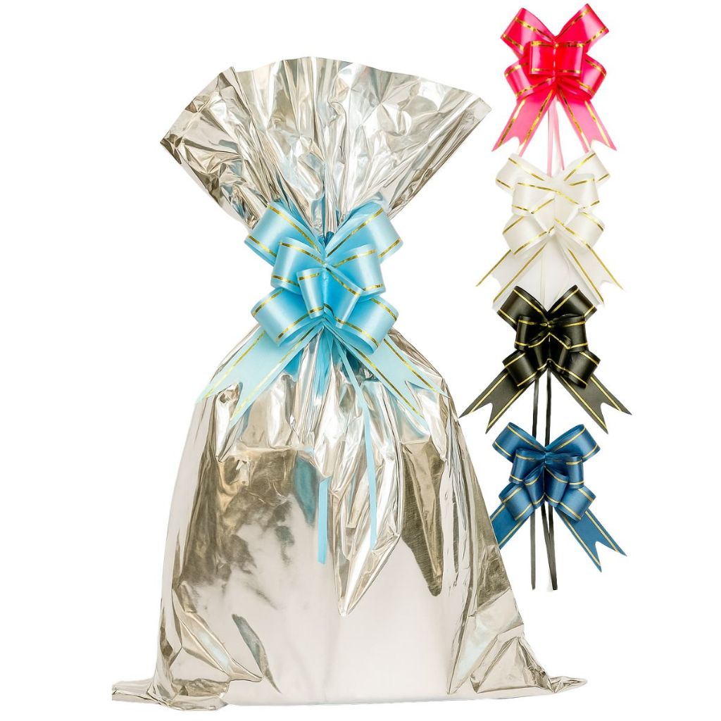 Embalagem Saco Para Presente + Laço Mágico C/ 50unid 10×15 24×24 30×45 25×37 20×30 45×60 15×22 35×55