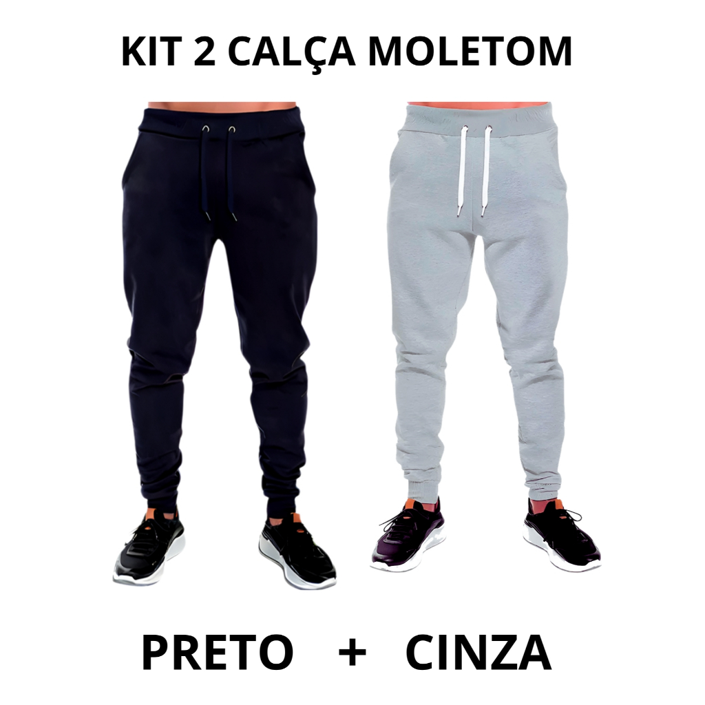 Kit 2 Calças De Moletom Peluciado Masculino Estilo Jogger / bolso e conforto teciso quente