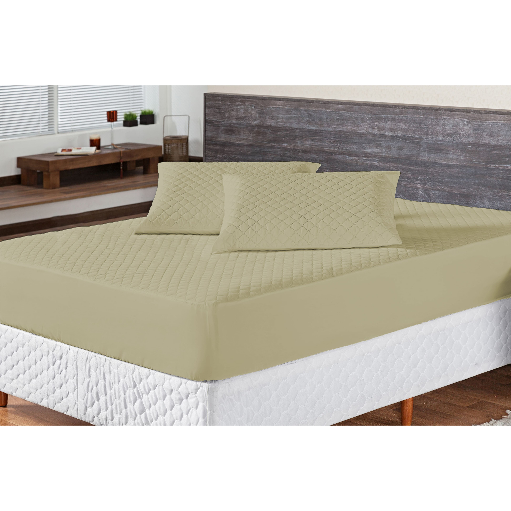 Kit Protetor de Colchão Queen Impermeável + 2 Capas de Travesseiro 3 Peças Matelado
