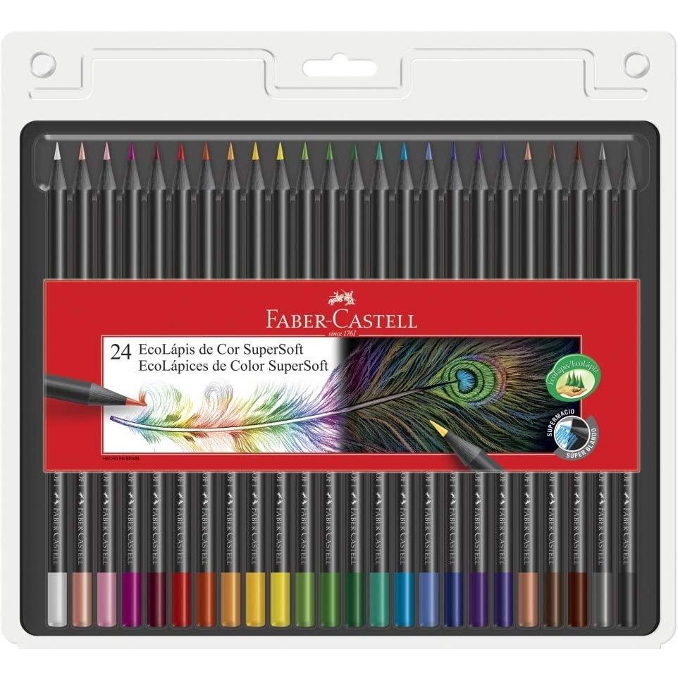 Lápis de Cor, Faber-Castell, EcoLápis Supersoft, 24 Cores