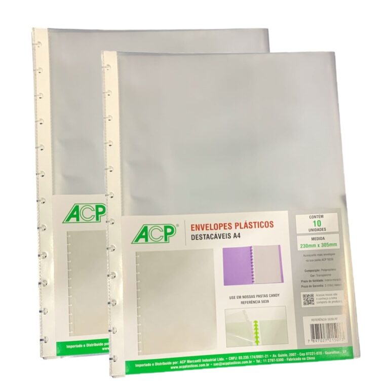 Refil de Envelopes Plásticos Para Pasta Catalogo 