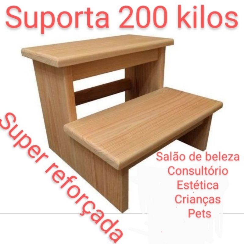 escadinha degrau para consultório assistente de maca crianças pets manicure degrau de  madeira pinus