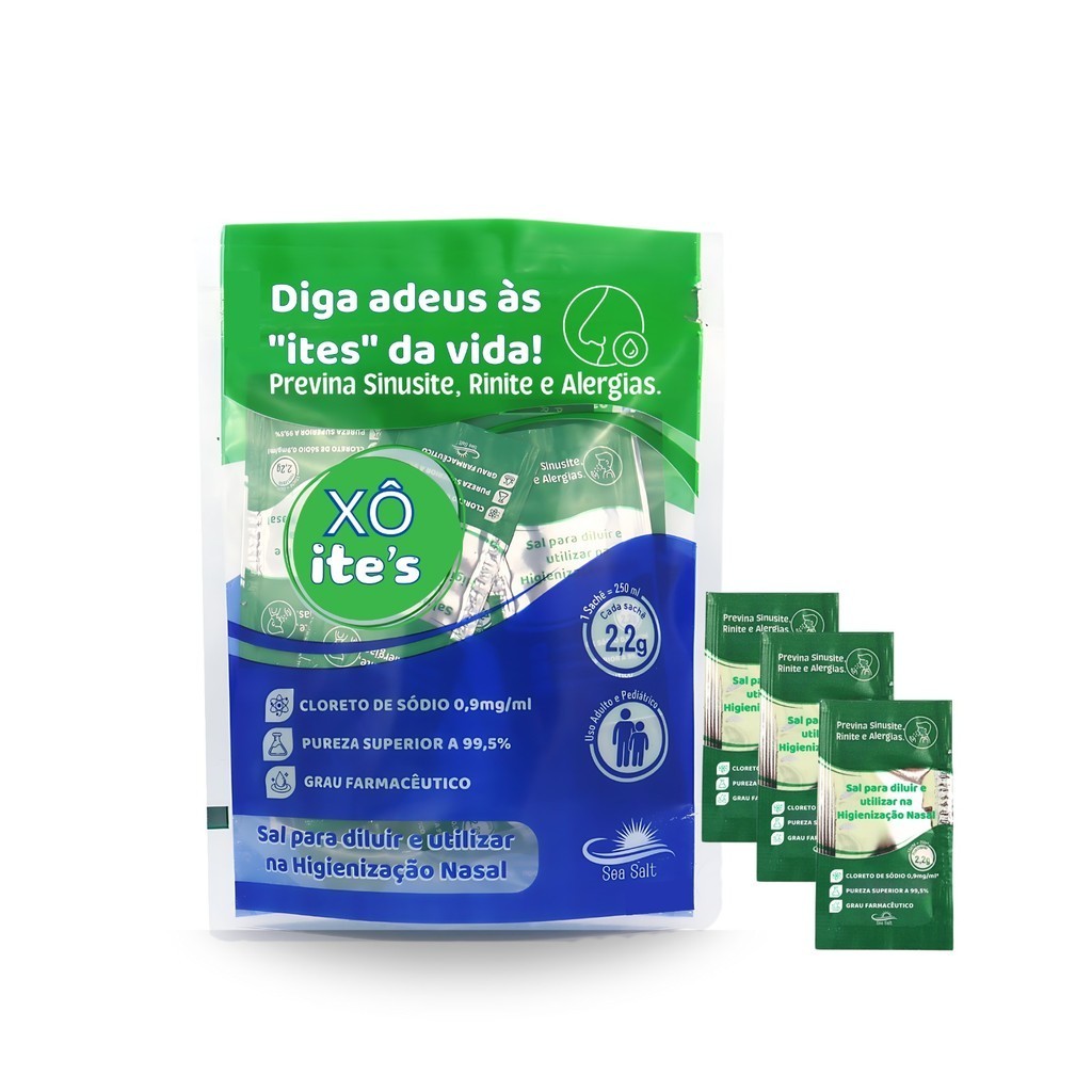 Solução Limpeza Nasal Cloreto de Sódio Xô Ites 120 Sachês