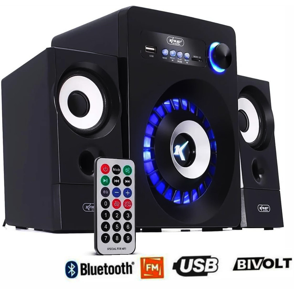 Micro System Home Theater Caixa Som Bluetooth 2.1 Subwoofer Rádio Fm Usb Sd Controle Remoto Bivolt