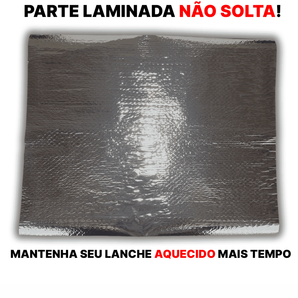 50uni Papel acoplado térmico 30×38 hamburguer lanches aluminio metalizado laminado (50 unidades)