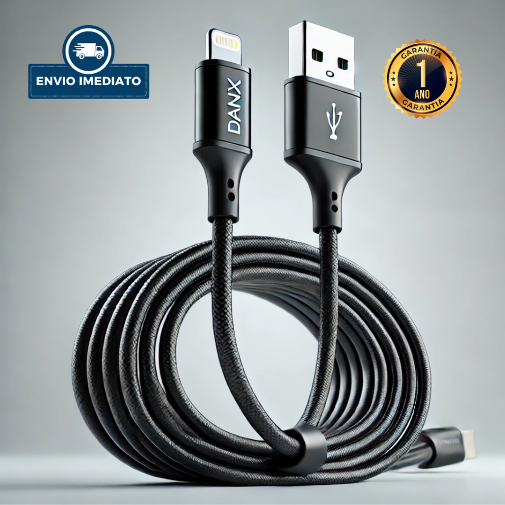 Cabo DU222L Lightning Cabo para Iphone 7 ao 14 Pro Max 1M 3.0A Danx  Alta Performance com Garantia d