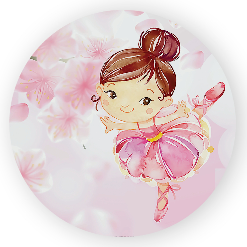 Capa Painel Redondo 1,5 Sublimado Veste Facil Decoração Tema Bailarina Menina