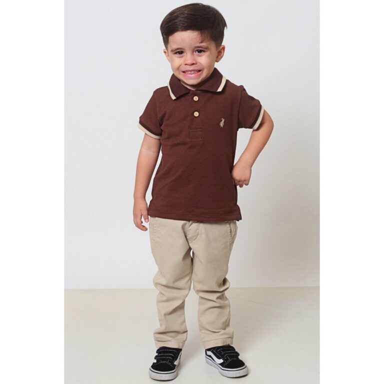 Camisa Polo ou Body Infantil Marrom