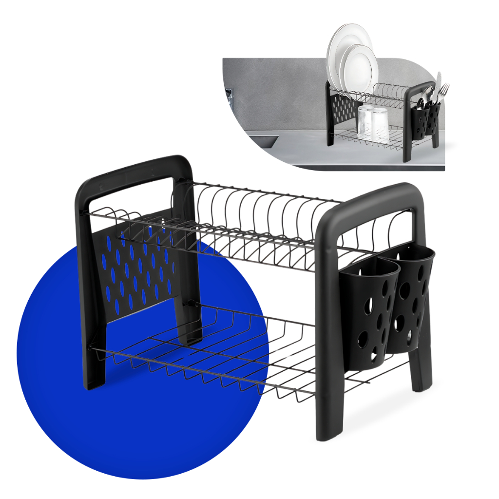 Escorredor Louca Pratos Copos Talheres Secador Porta Talheres Não Enferruja Preto