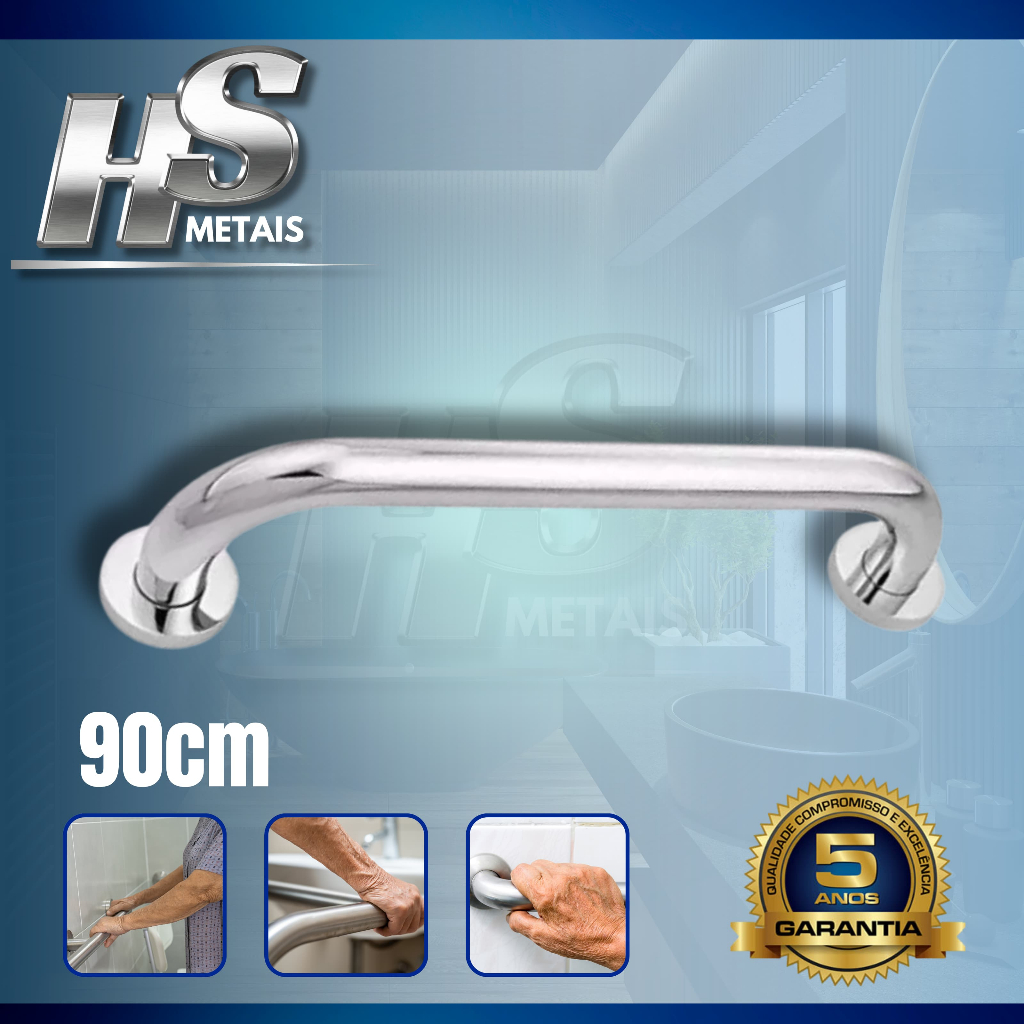CORRIMÃO 90CM PARA BANHEIRO,ESCADA E CORREDOR ALÇA BARRA DE APOIO  IDOSO DEFICIENTE E CADEIRANTE