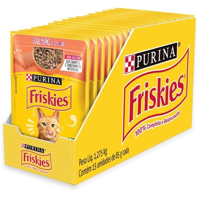 Kit C/ 15 UN Sache para Gatos Friskies Salmão ao 