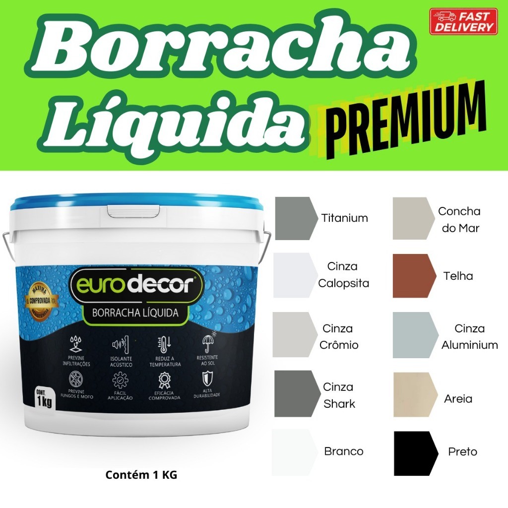 Borracha liquida  4kg Impermeabilizante Tinta Emborrachada Flexível 4kg e 1kg
