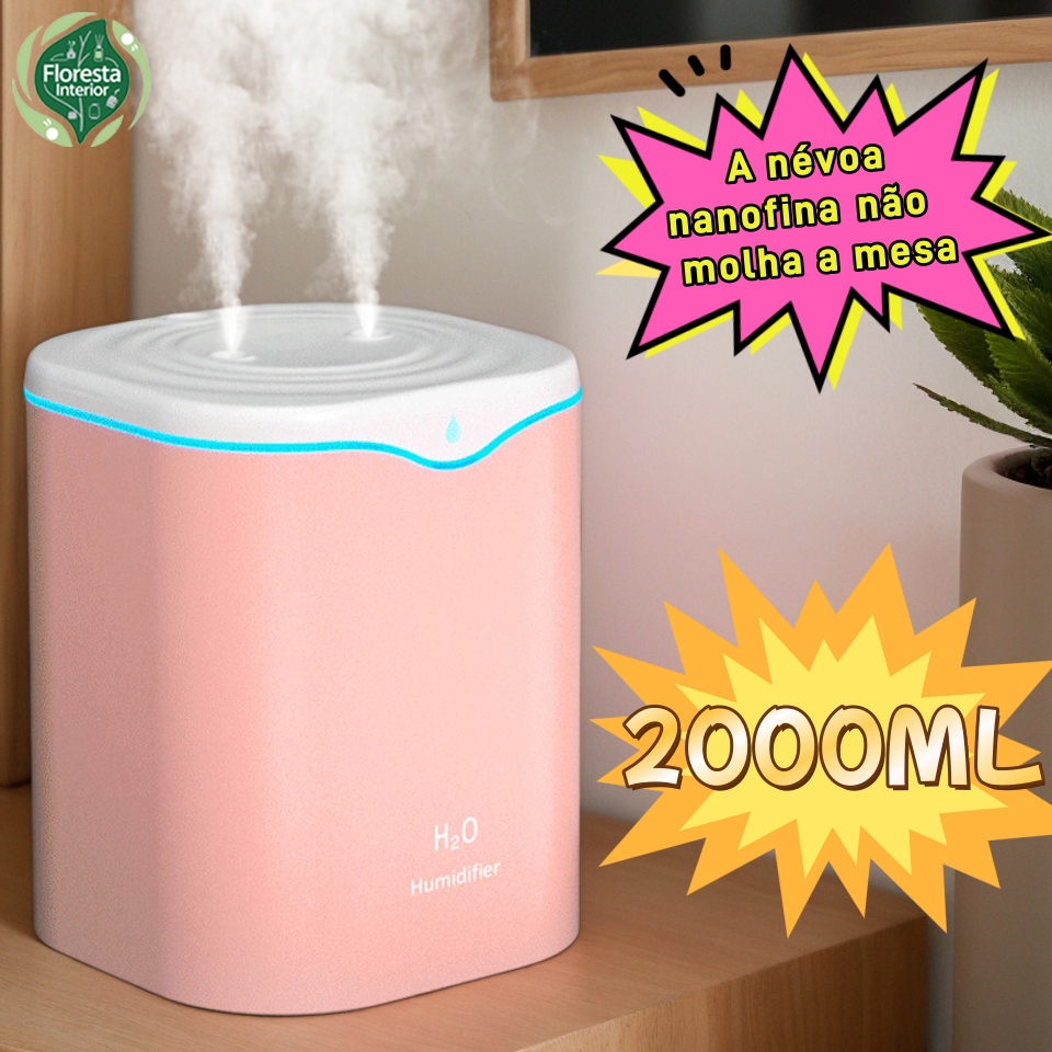Umidificador Portátil 2 Litros Qualidade Eficaz Ambiente Agradável Dormir Benefícios Saúde