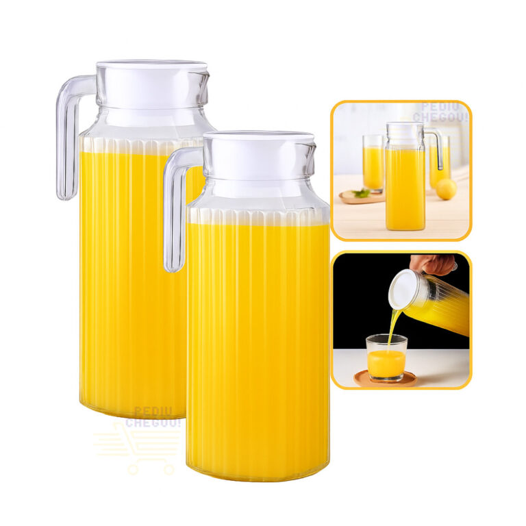 Kit 2 Jarras de Vidro Rubi 1L com Tampa Hermética