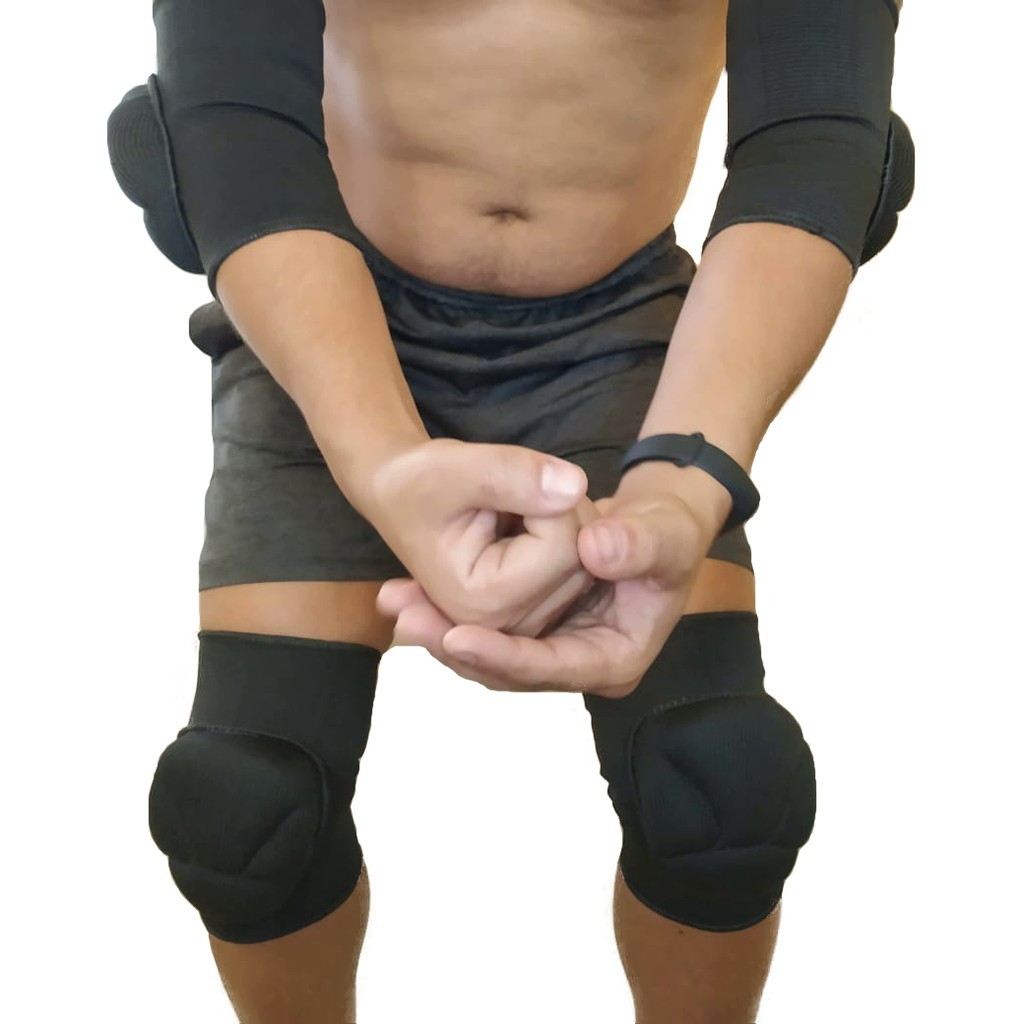 Kit de Joelheira Cotoveleira Acolchoadas com Elástico para Goleiro de Futsal/Vôlei