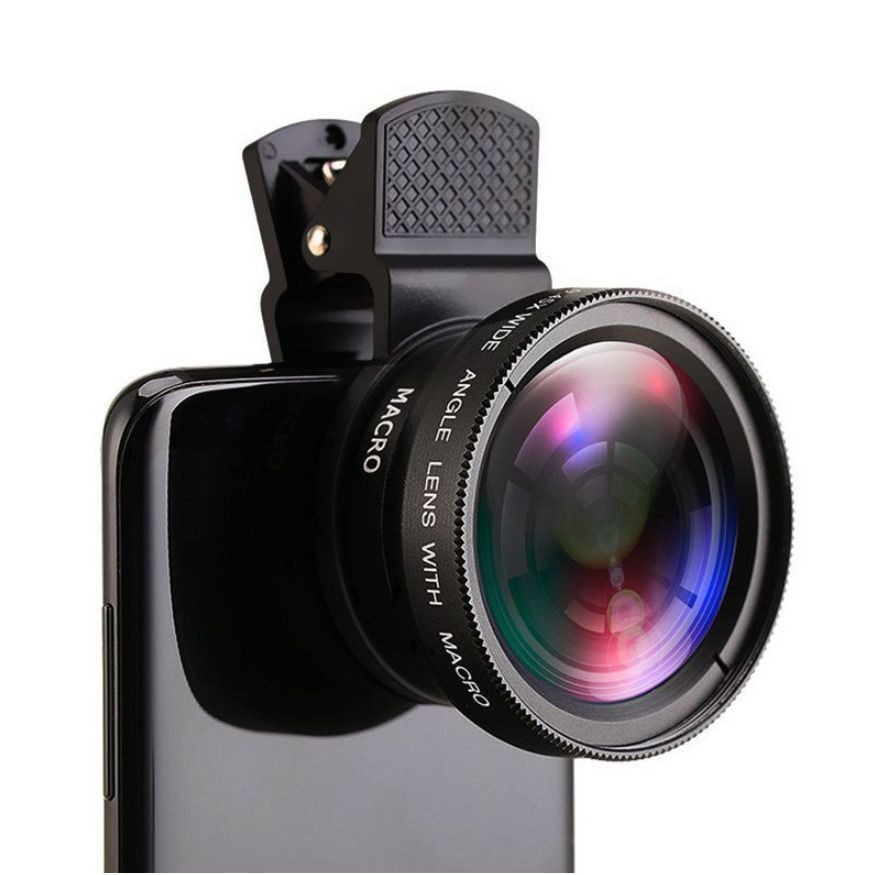 Universal Lente para Telefone com Clipe- 2 em 1 Lente Super Macro e Grande Angular