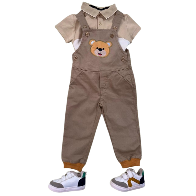 Macacão Jardineira Infantil Masculino Sarja Borda