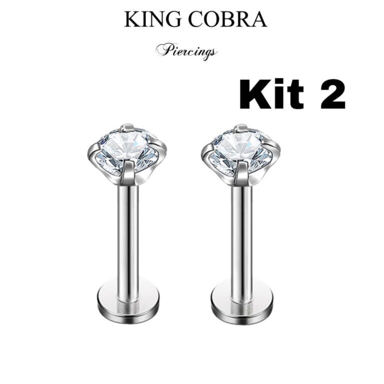 Kit 2 Piercing Labret  Ponto De Luz Helix Tragus C