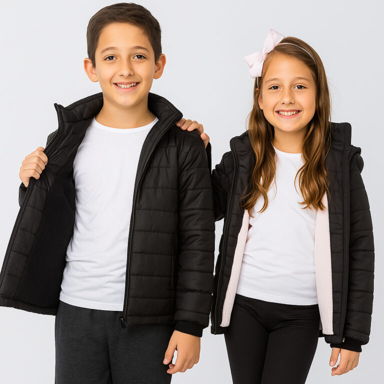 Jaqueta Infantil Forrada Fleece Puffer Capuz Juven