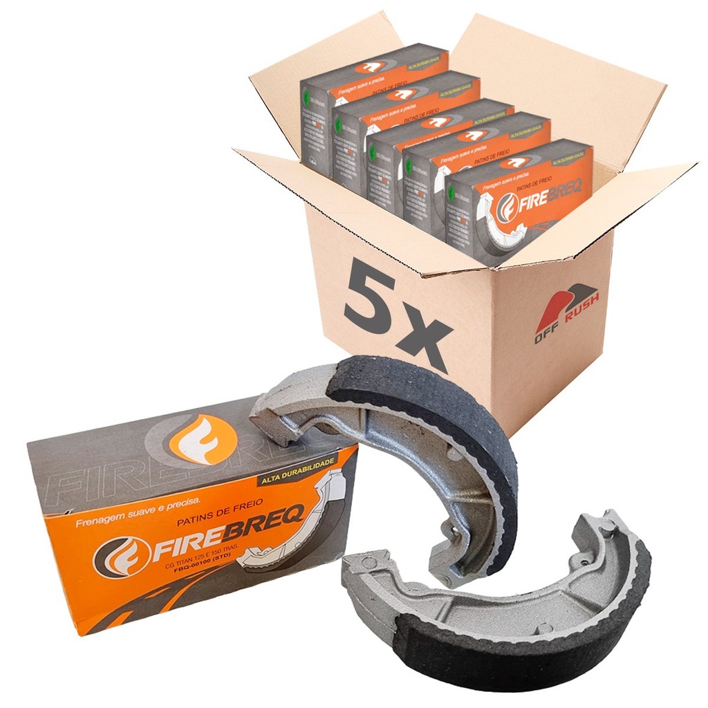Kit 5 Patins Lona de Freio Firebreq Standard 0,25 0,50 0,75 1,00 Titan Fan 125 150 160 Biz 100 110