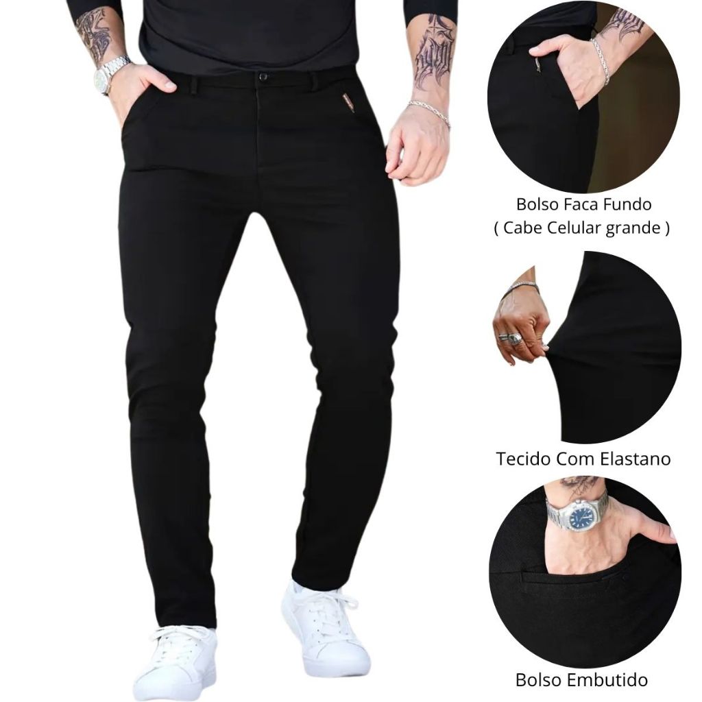 Calça Alfaiataria Varias Cores Sport Fino Masculina Sarja Premium