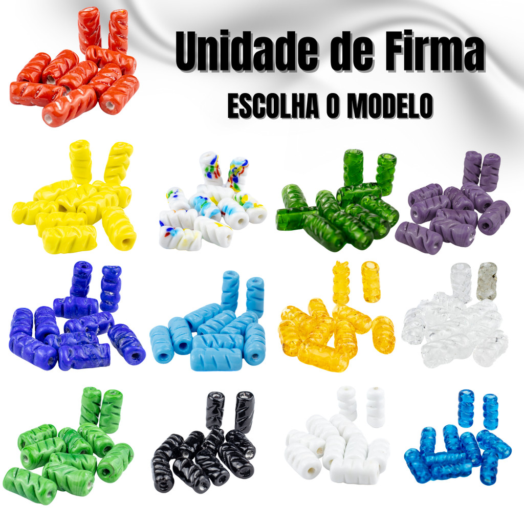 Unidade Firma em Murano Frisada 22mm Guias  Escolha a Cor