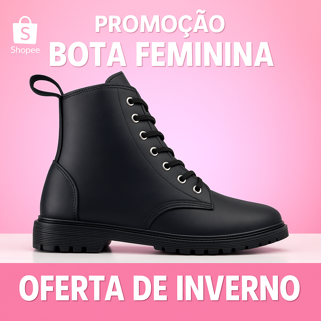 Bota Feminina Cano Curto Coturno Casual Conforto Diário