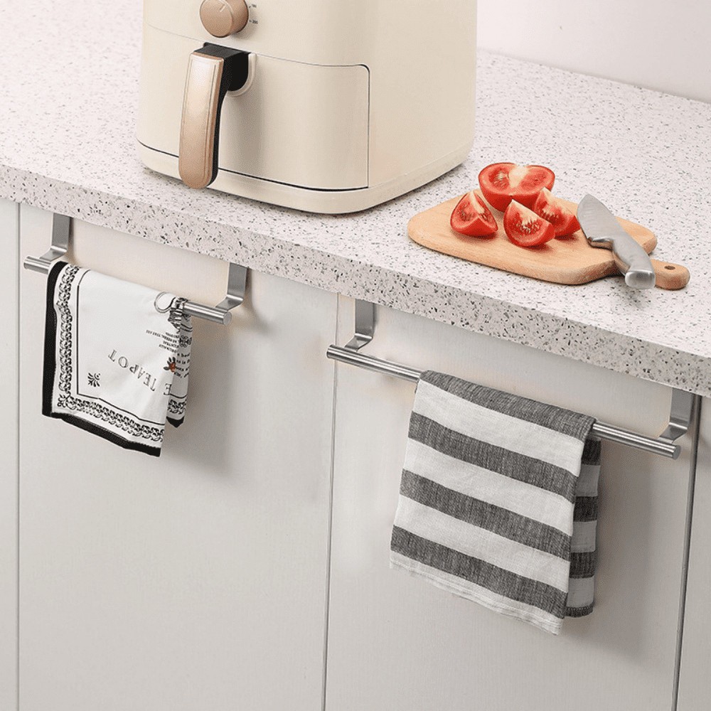 Toalheiro Suporte Porta De Armário Cozinha Pano Prato Toalha Reto Multiuso Aço Inox 36cm