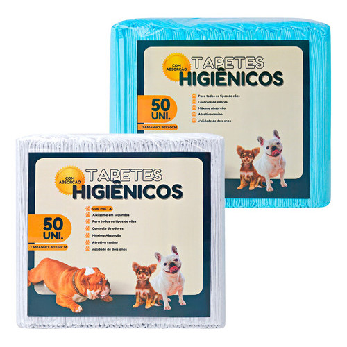 Tapete Higiênico Fralda Cães Pet 50 Unidades 80 