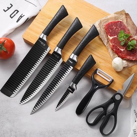 Kit 6 Peças Conjunto de Faca Carne Cutelo Legumes