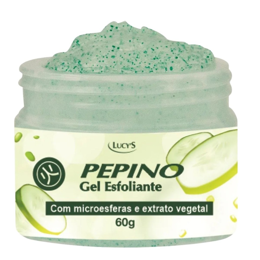 Gel Esfoliante Facial Pepino Rosto com Extrato Vegetal e Microesferas Limpeza de Pele 60g LUCYS.