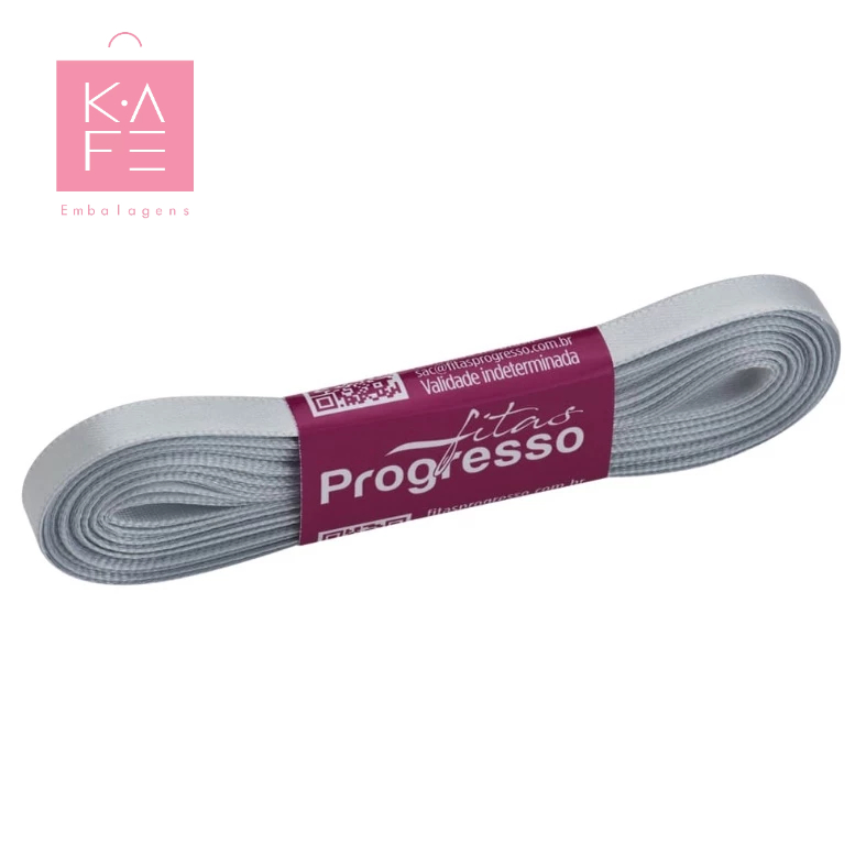 Fita de Cetim Prata Cor 084 – 01 unidade – Progresso – Kafe Embalagens