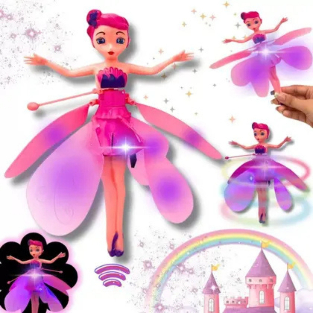 Boneca Frozen Elsa Voadora Com Luz Voa Na Mão Por Sensor