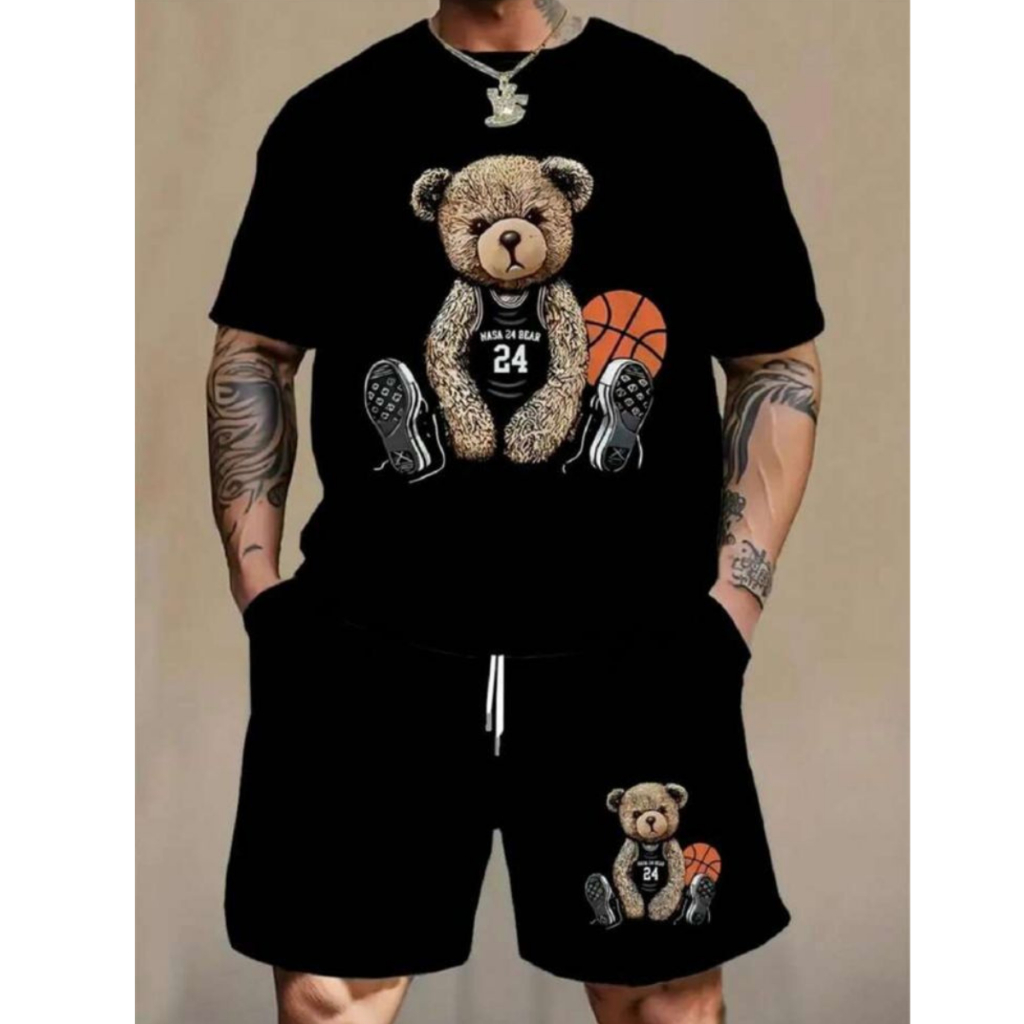 Conjunto Camiseta + Shorts Mauricinho Masculino URSO BASQUETE Lançamento Alta Qualidade Primavera