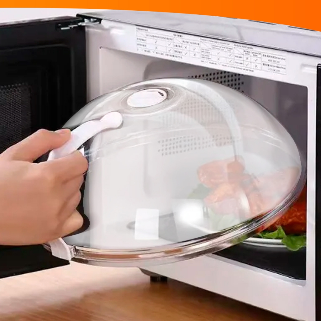 Tampa De Microondas Para Alimentos Com Válvula e Alça De Plastico 9×25,5cm Diâmetro