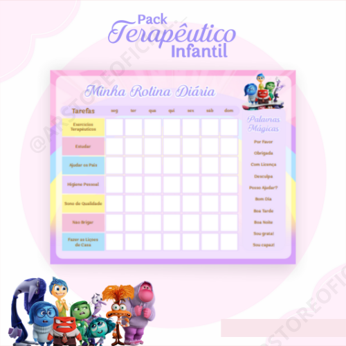 TABELA ROTINA DIÁRIA INFANTIL COM TEMA FAVORITO