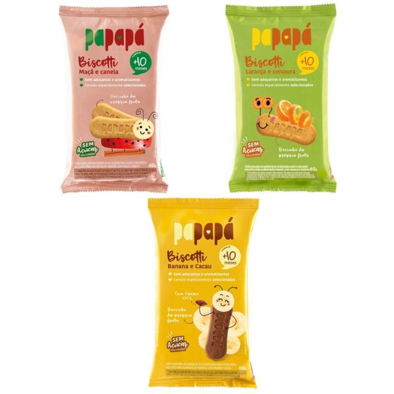 Kit 3 Biscoitos infantil Papapa Biscotti 1 de cada