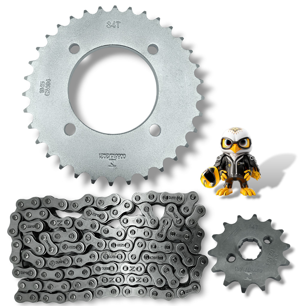 Kit Relação Transmissão Honda Biz C100  2013 Á 2015 Aço 1045